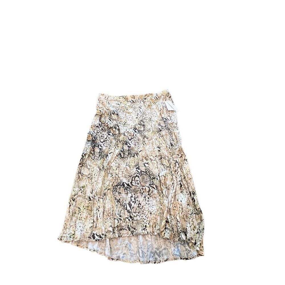 Abound Women's Snakeskin Print Pull On High Low Midi Skirt Green Size XL NWT